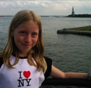 Mackensie with the Statue of Liberty