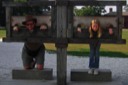 Dad and Kensie in the Williamsburg Stockades