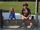 Dad and Kensie in the Williamsburg Stockades